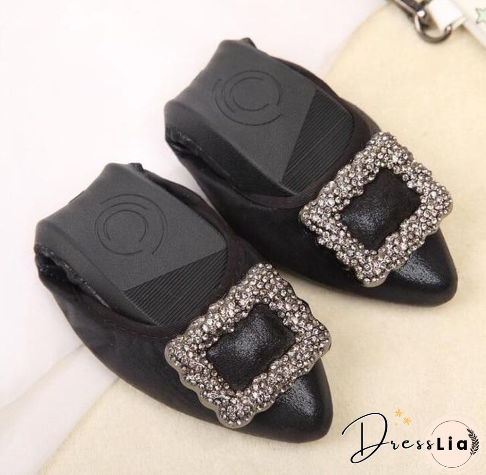 Crystal Ballet Flat Shoes Rhinestone Women Butterfly Pointed Toe Golden Shoes Flats