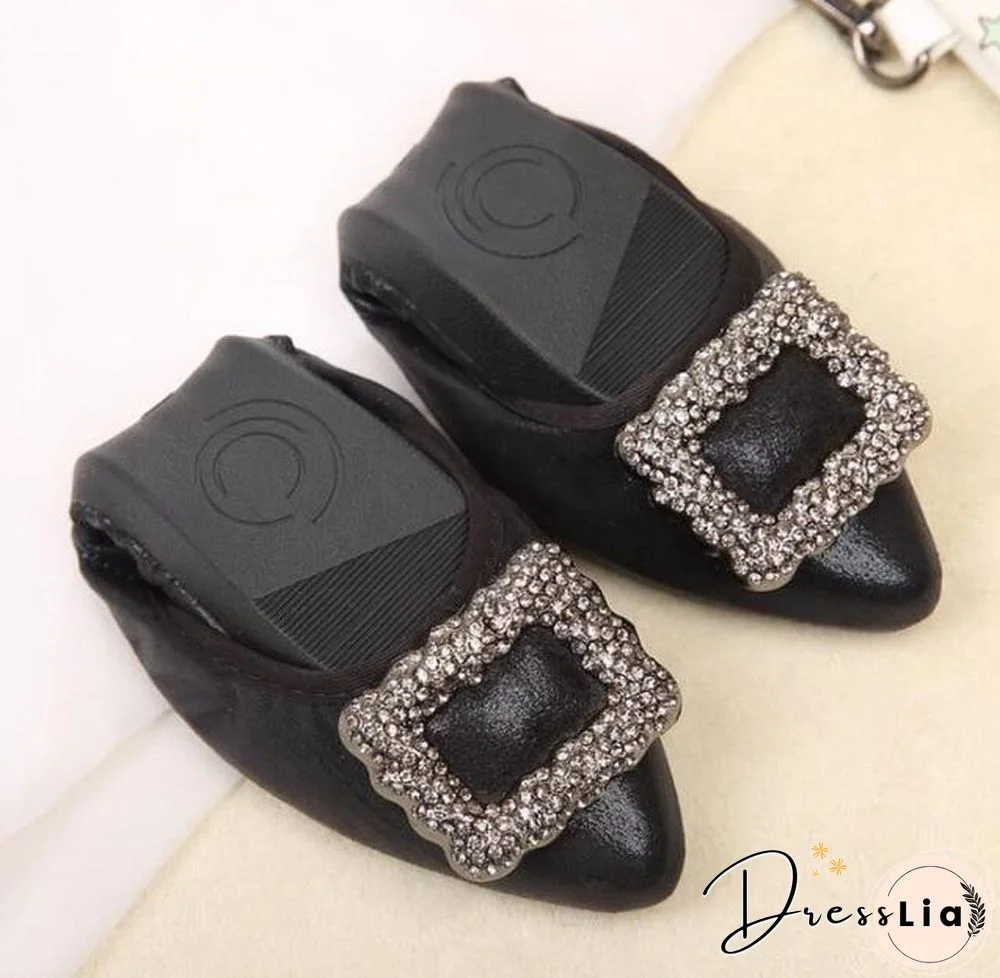 Crystal Ballet Flat Shoes Rhinestone Women Butterfly Pointed Toe Golden Shoes Flats