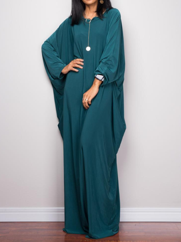 Casual Loose Round-Neck Long Sleeves Maxi Dress