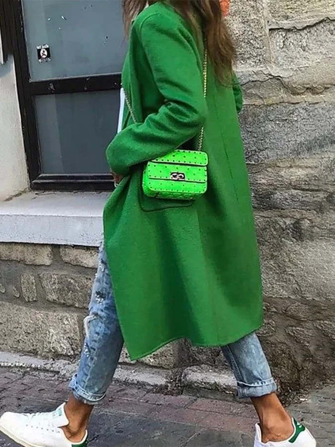 Women's Fashion Mid Length Woolen Coat