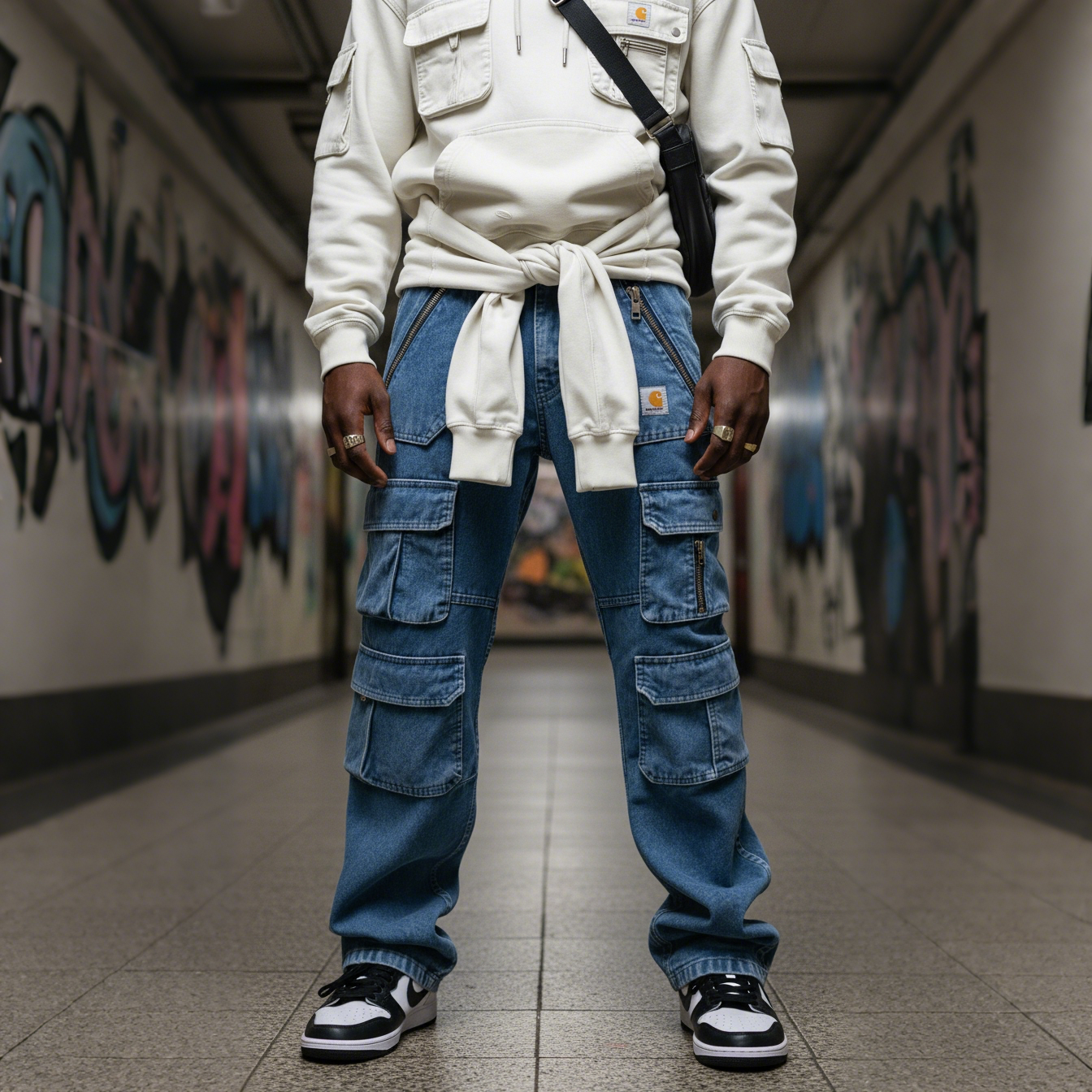 Street Style Multi-functional Multi-pocket Multi-zipper Retro Washed Cargo Trousers