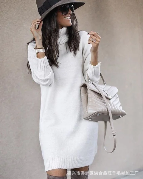 Mongw Mongw Women's Women Long High Collar Slim Top Sweater Sweater Women