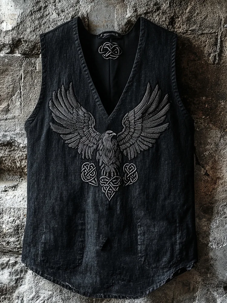 Men's Vintage Viking Eagle Totem Celtic Knot V-neck Vest / Rvogue / Rvogue