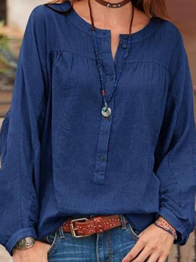 Women's Cotton Scoop Neck Long Sleeve Top