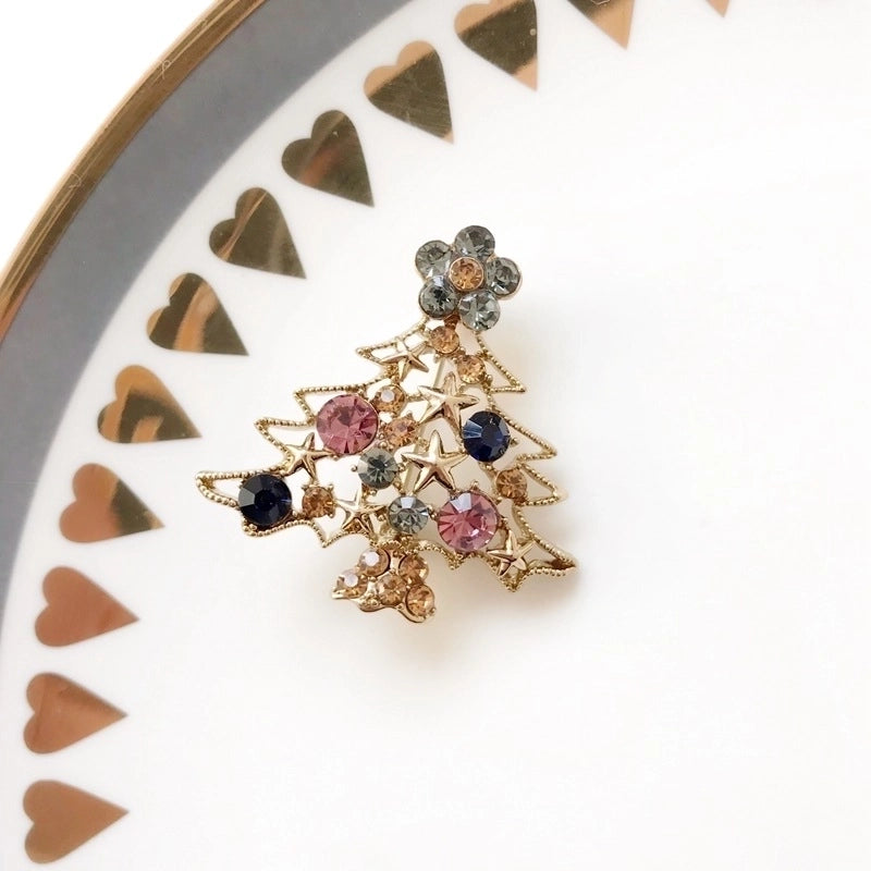 Cute Pin Christmas Tree Snowman Alloy Rhinestone Enamel Women’S Brooches