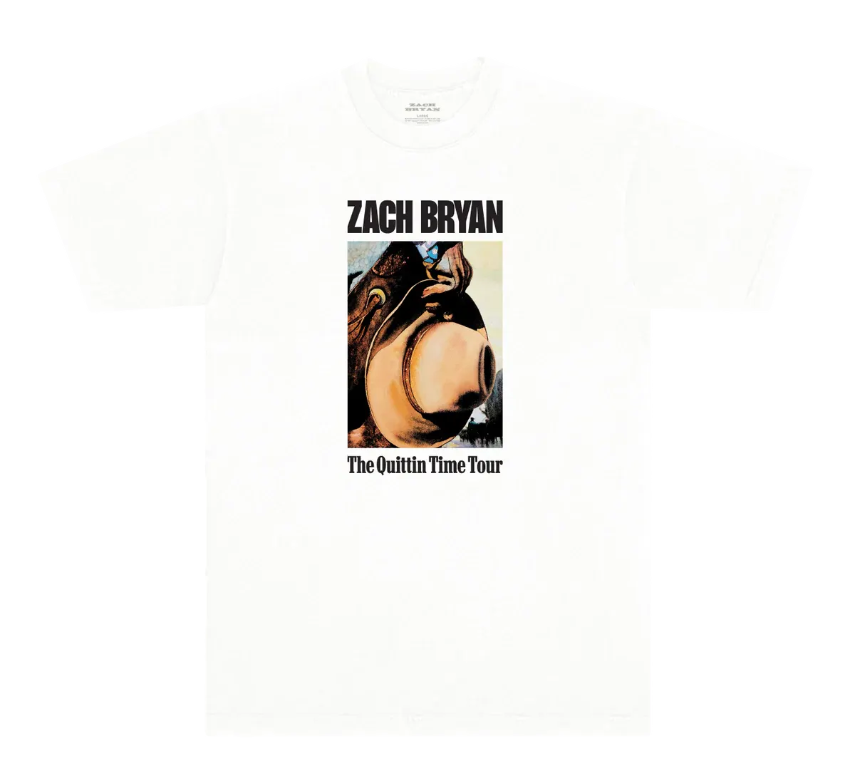 "zach bryan quittin time tour t shirt white"