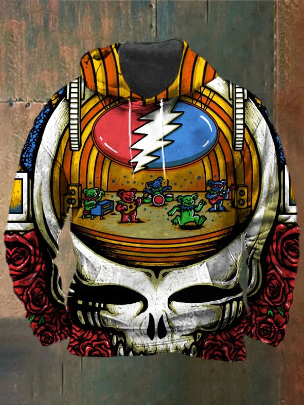 Unisex Skull Bear Print Heavyweight Hoodies