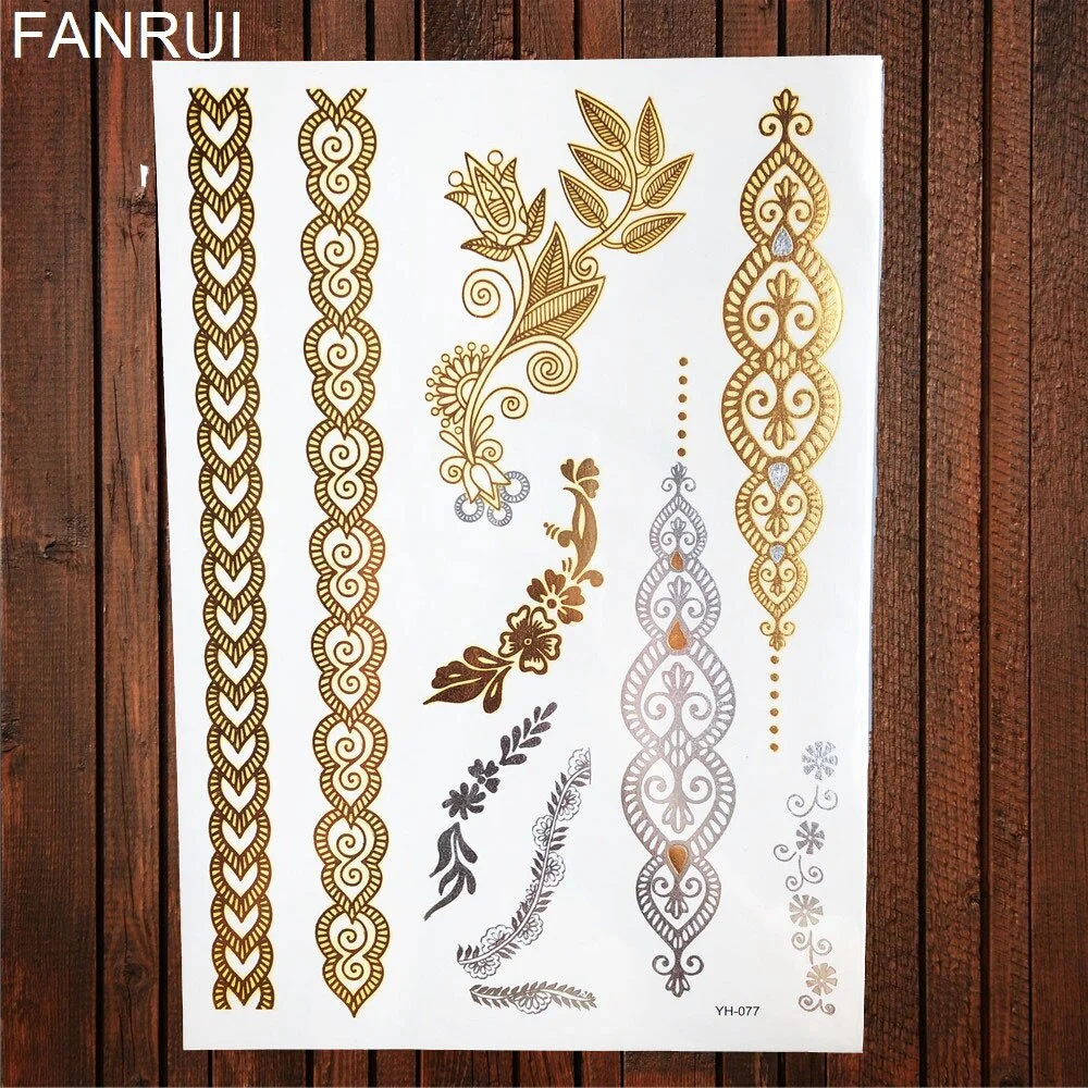 Star Moon Diamond Golden Metallic Tattoo Stickers Women Body Hands Art Temporary Tattoo Sexy Girl Leg Flash Tatto Glitter Metal