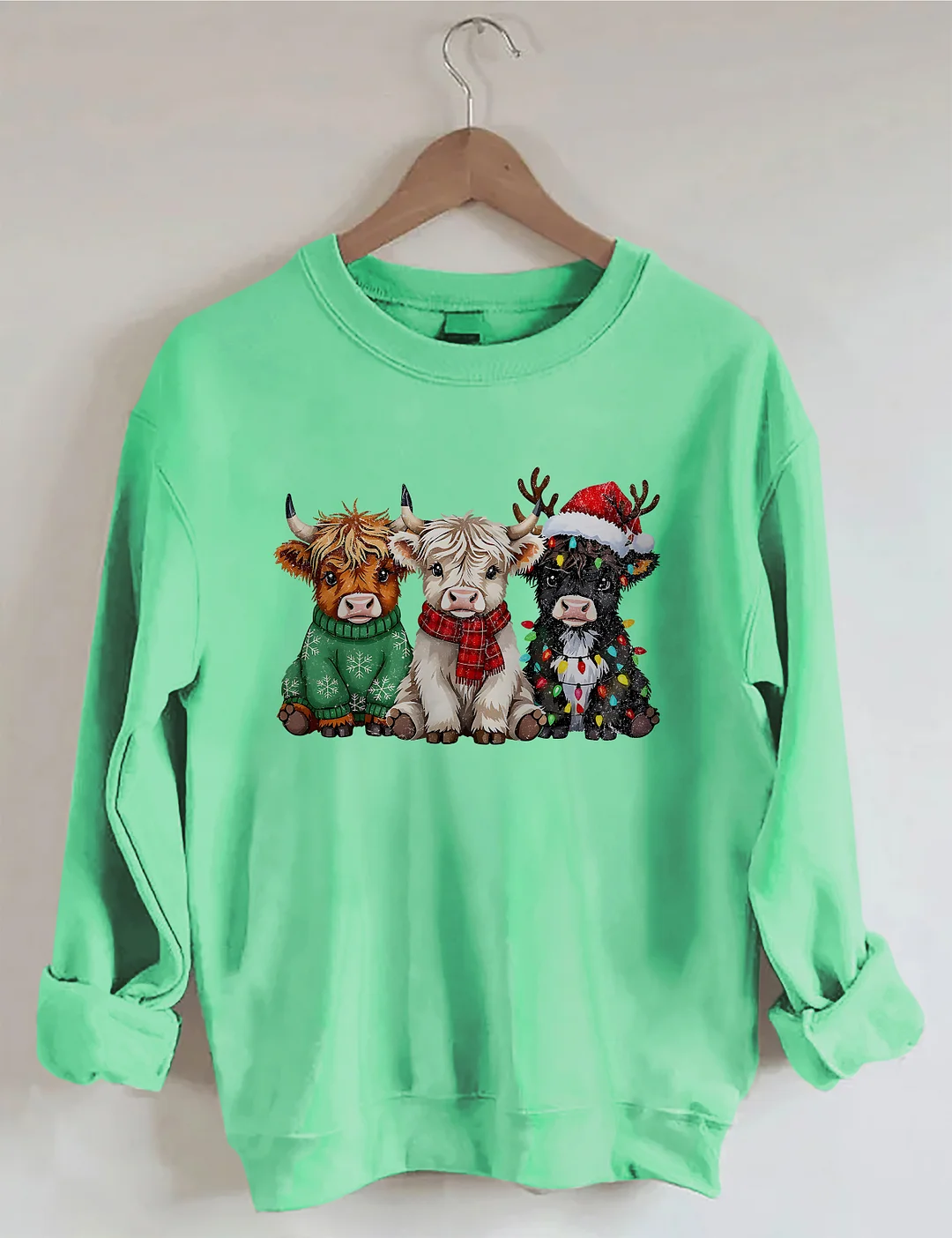 Rustic Highland Cows Christmas Sweatshirt