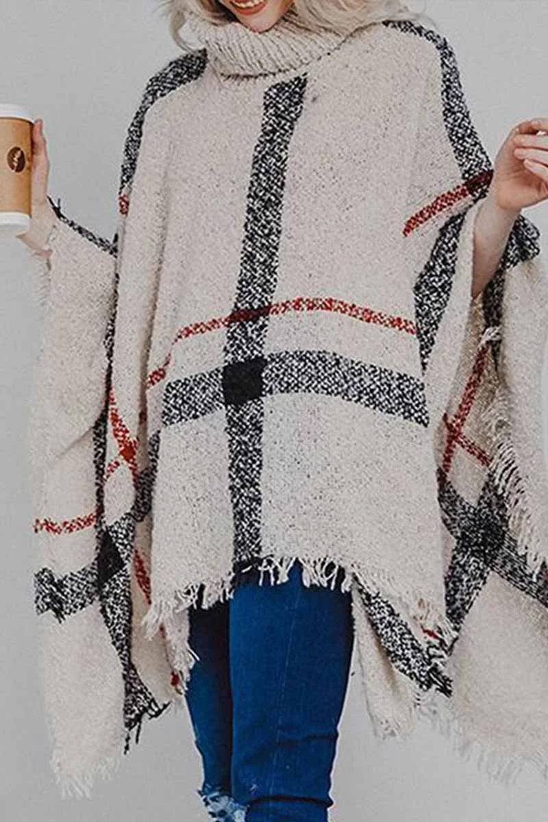 Abebey Knitted Contrast Tassel Cloak