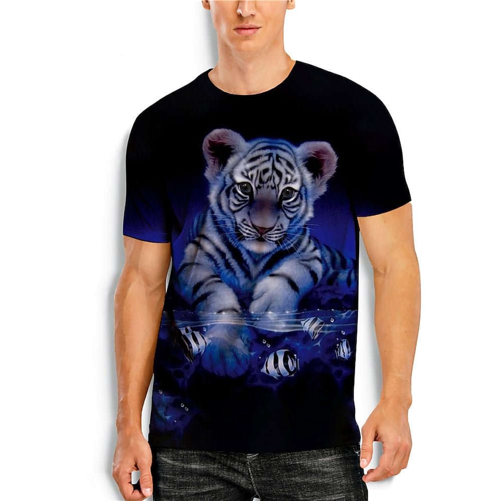 3D Graphic Short Sleeve Shirts Tiger