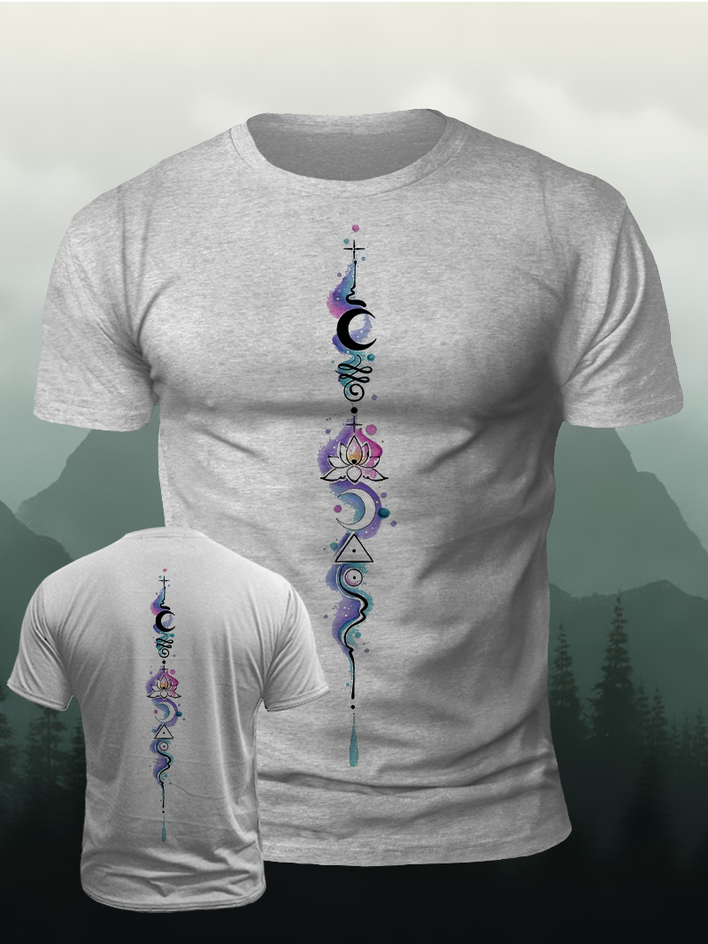 Men's Color Tattoo Pattern Print Casual Short Sleeve T-shirt