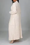 Women's Long Knit Solid Color Dual Pocket Cardigan
