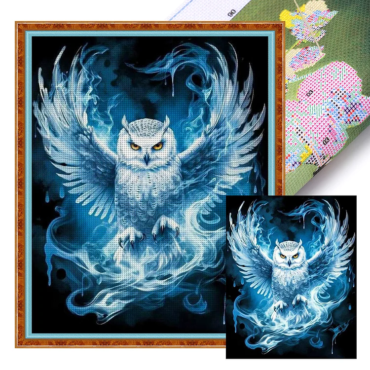 『JingLei』Blue Owl  -11CT Stamped Cross Stitch(40*50cm)