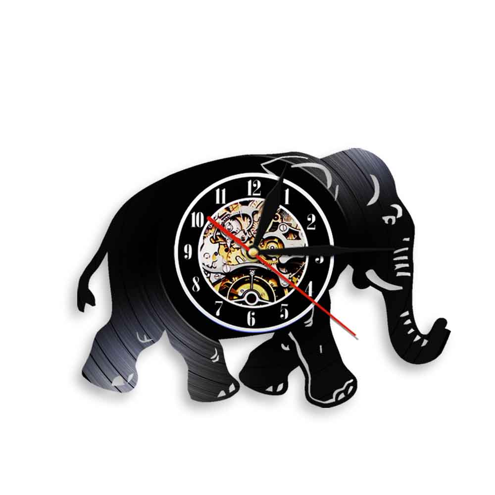 

African Elephant - Vinyl Record Wall Clock - Without LED, 501 Original