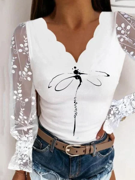 Cotton V Neck Sheath Basic T-shirt