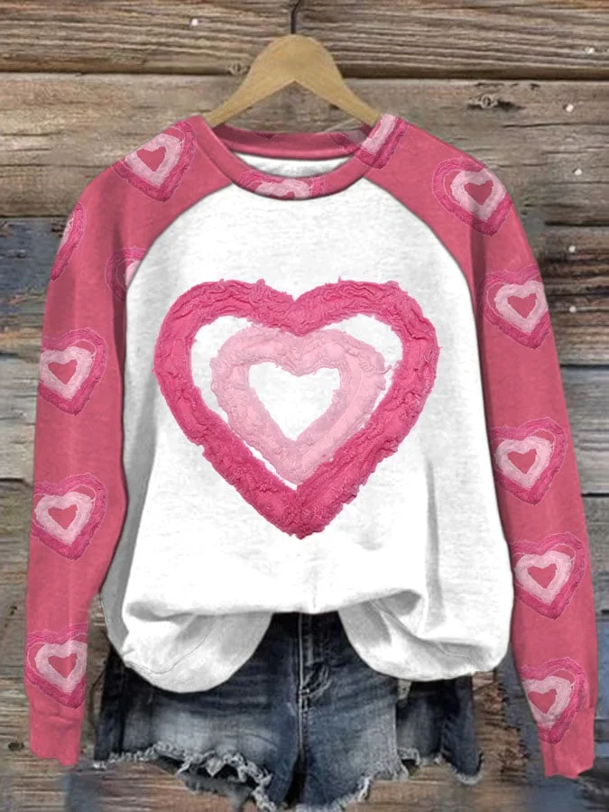 Women's Valentine's Day Printed Long Sleeve Sweatshirt