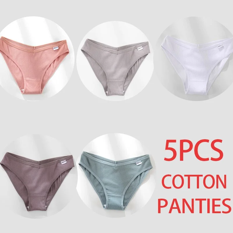 5PCS/Set Women Panties Cotton Underwear Female Panties Solid Color Underpants Sexy Lingerie Pantys for Woman Briefs Intimates