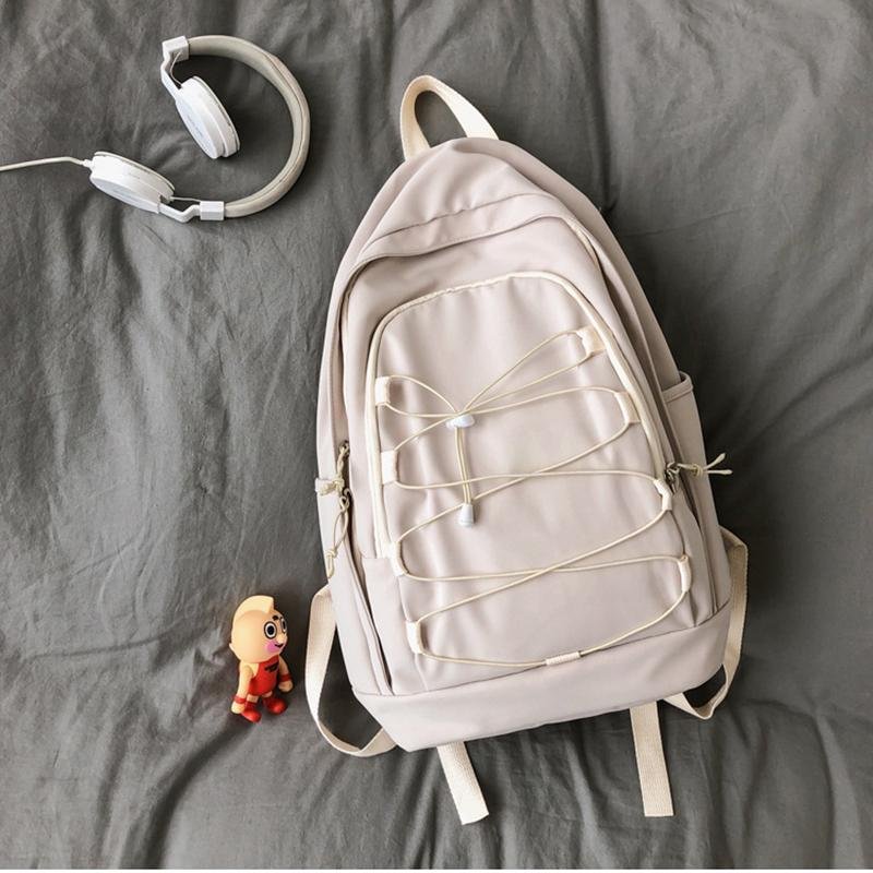 Lace-up Backpack Lightweight Casual Large School Bag for Girls Boys