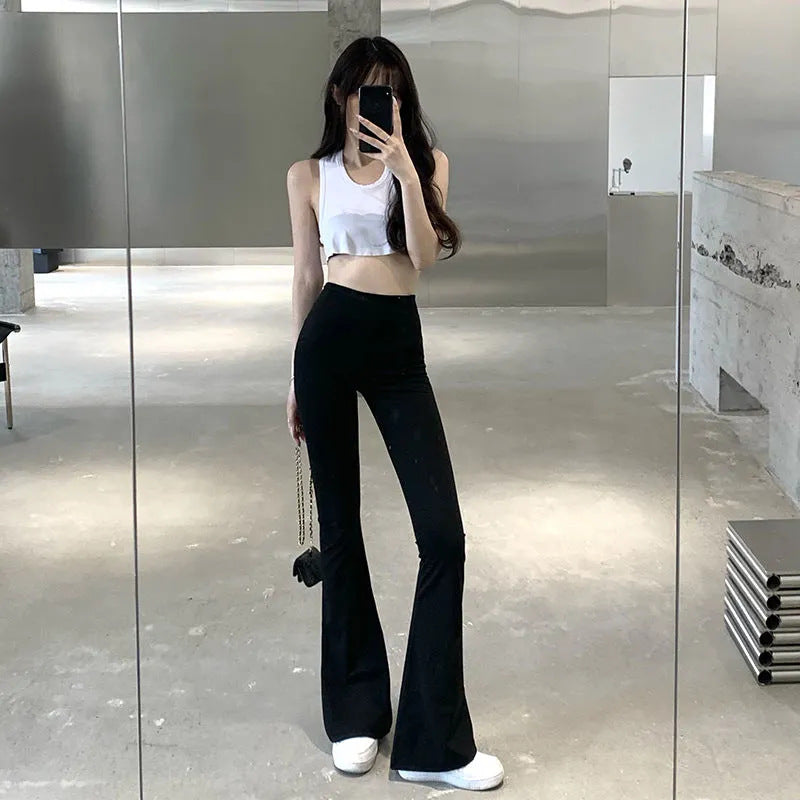 Aiertu fashion outfits Micro Flared Pants Women's Spring and Autumn High Waist Slimming Tall Straight Loose Tall Drape Split Mop Pants aiertu