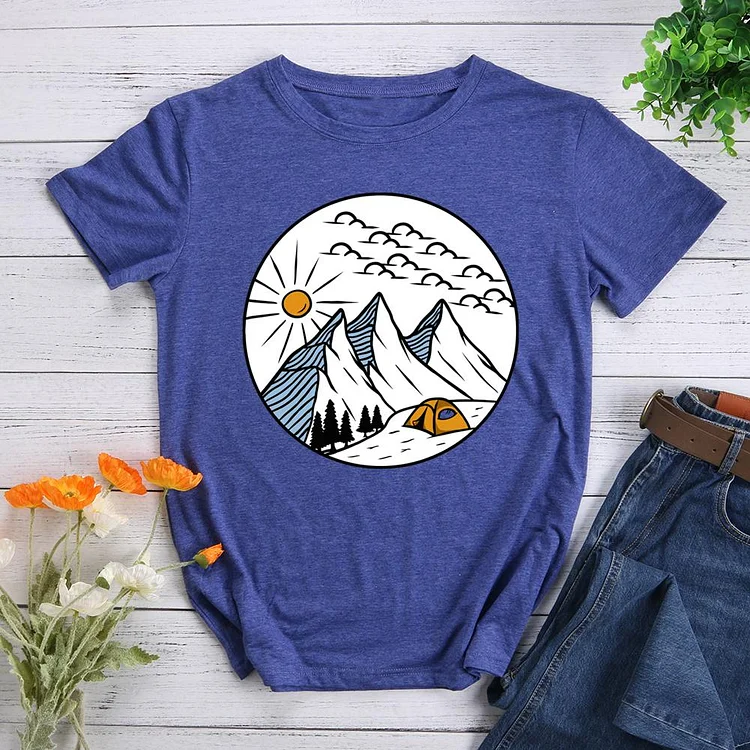 Camp Life Round Neck T-shirt-0025820