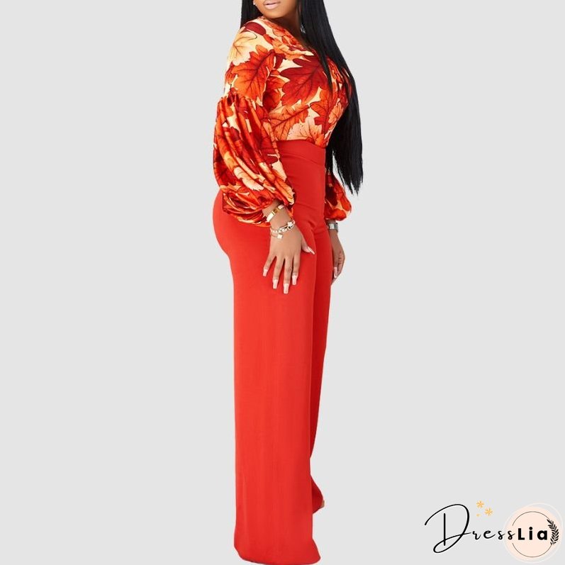 Flower Printed Wide Leg Pant Set