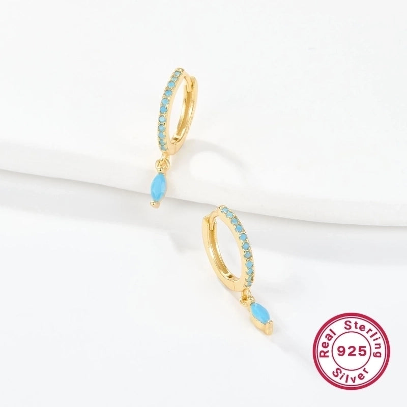 1 Pair 925 Sterling Silver Zircon Circle Drop Earrings