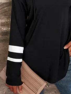 Loose Color Block Hoodie Casual Sweatshirt