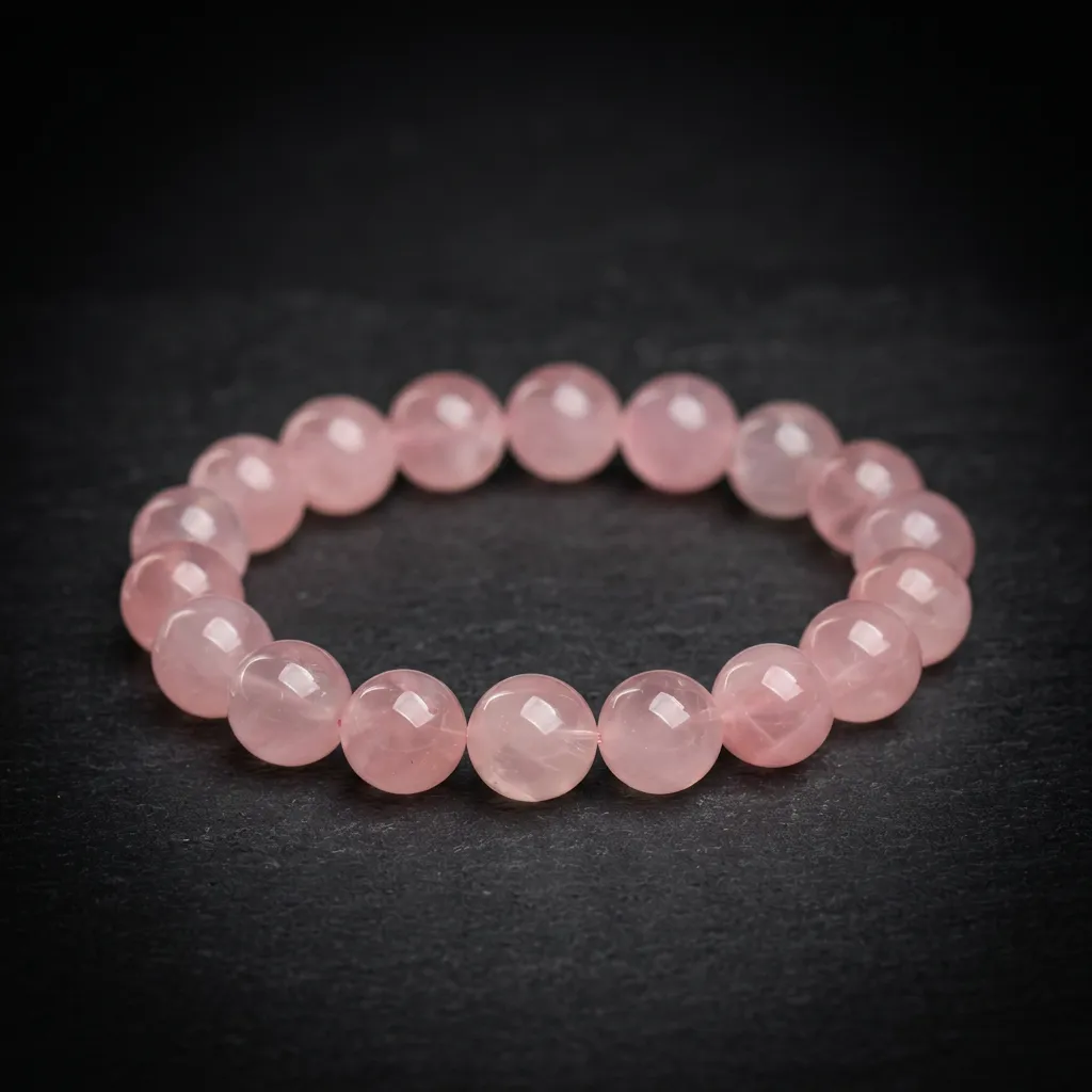 JiStones Ethereal Glow: Madagascar Grapefruit Rose Quartz Bracelet Luminous Grapefruit Rose Quartz-16mm - Grand (Approx. 14 Beads)