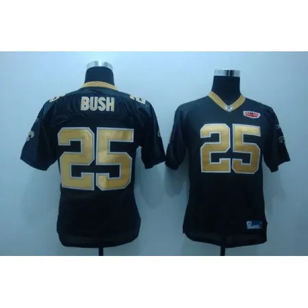 Saints #25 Reggie Bush Black With Super Bowl Patch Stitched Youth NFL Jersey