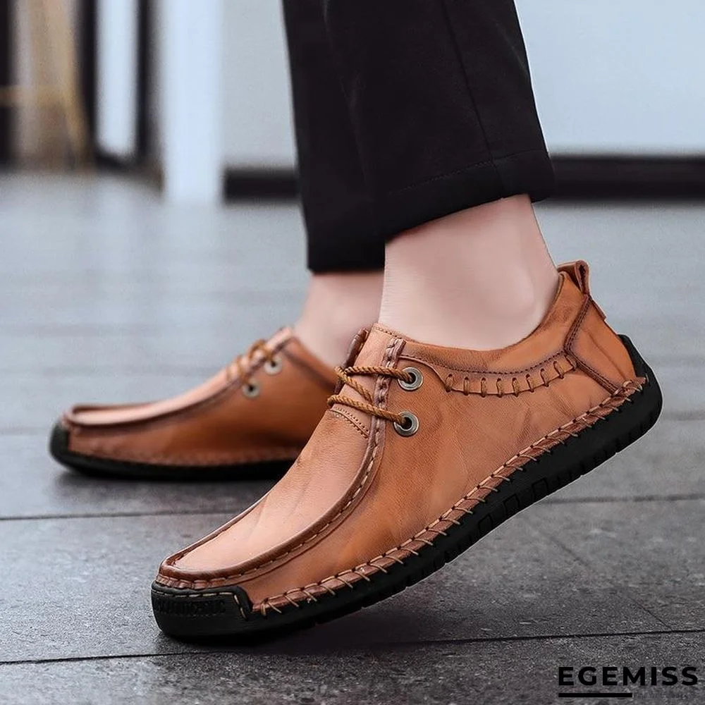 Men's PU Leather Flats Shoes Fashion Casual Lace Oxford Shoes | EGEMISS