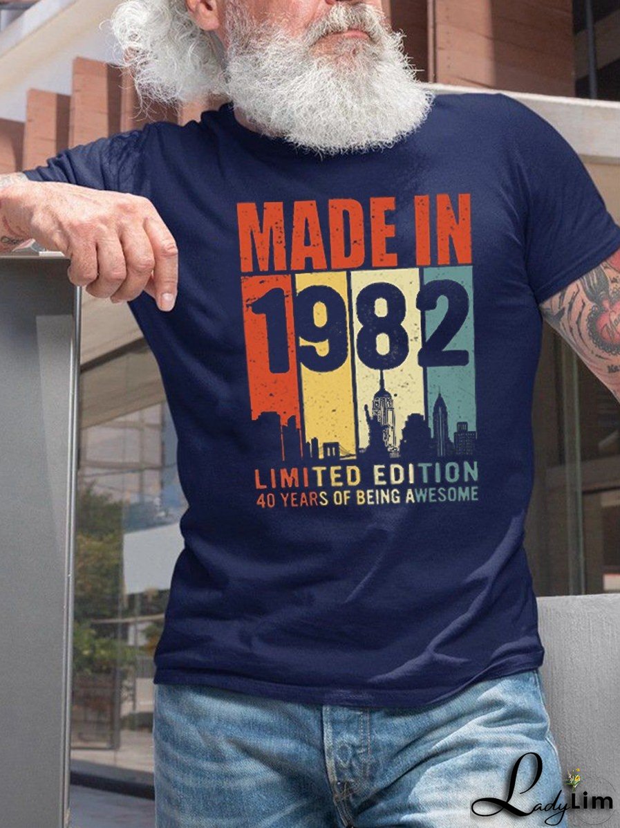 Men Made In 1982 Limited Edition 40years Of Being Awesome Classic T-shirt