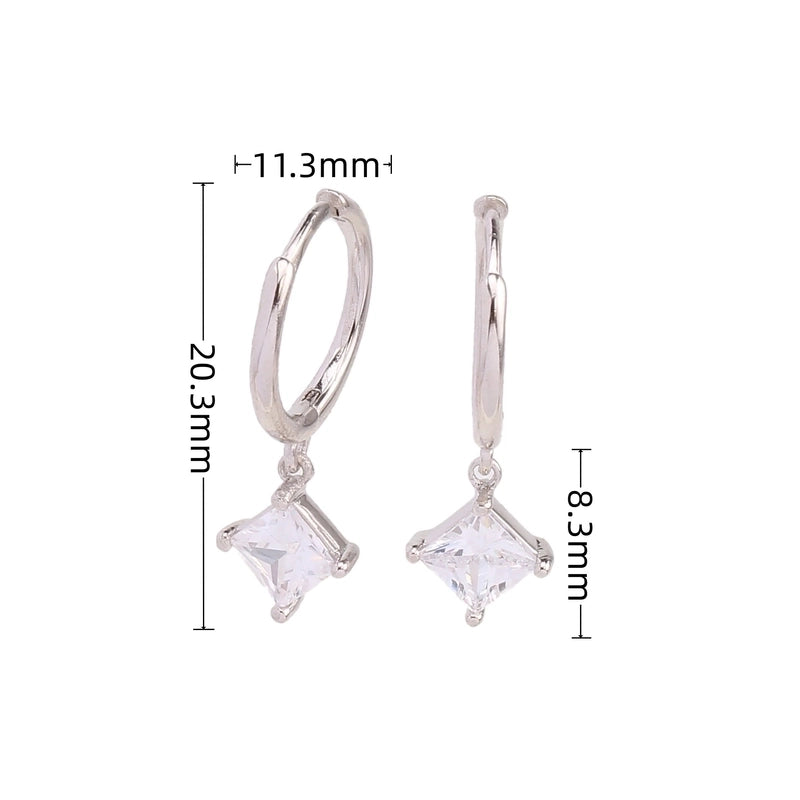 1 Pair 925 Sterling Silver Zircon Star Earrings