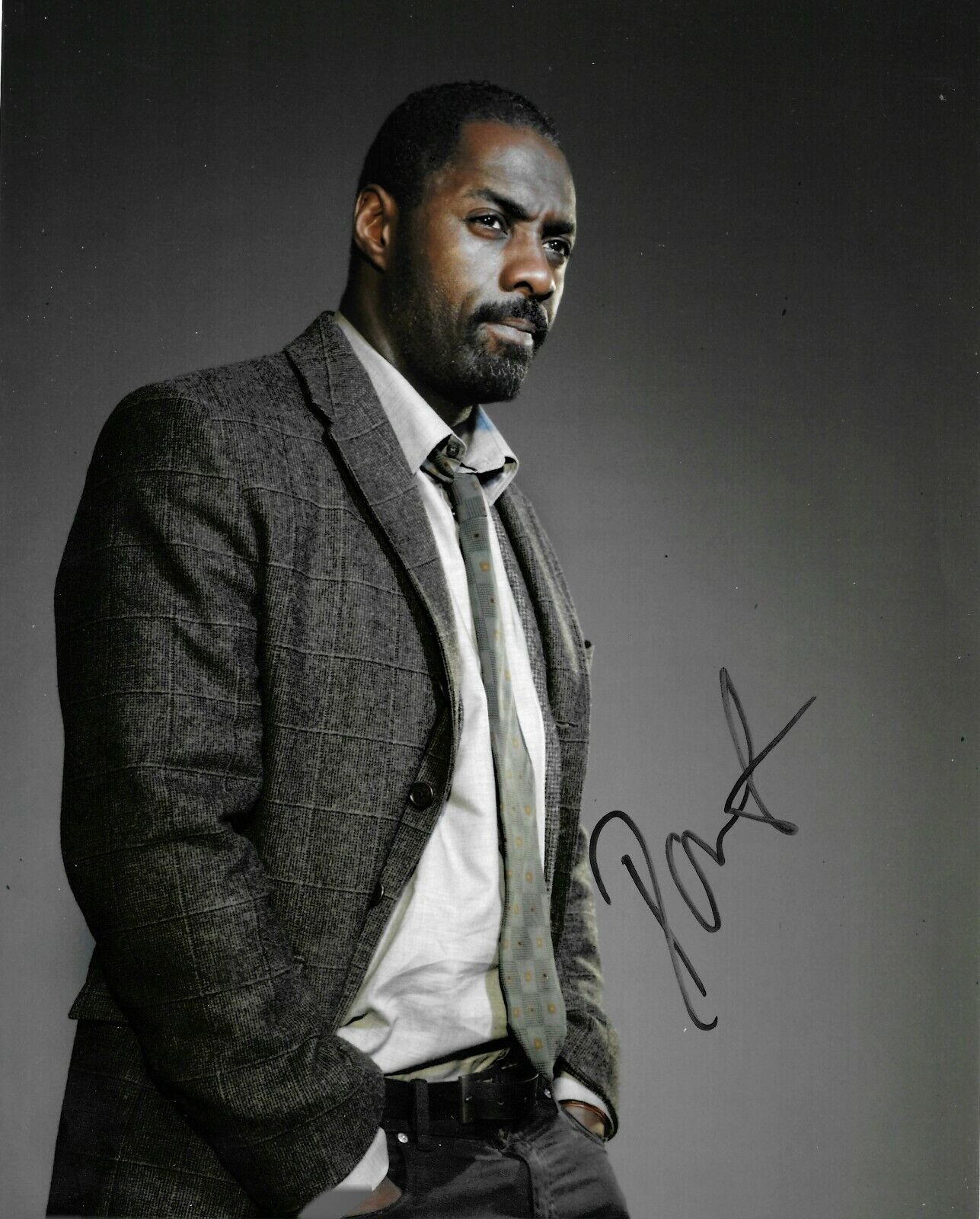 Idris Elba Signed Luther 10x8 Photo Poster painting AFTAL