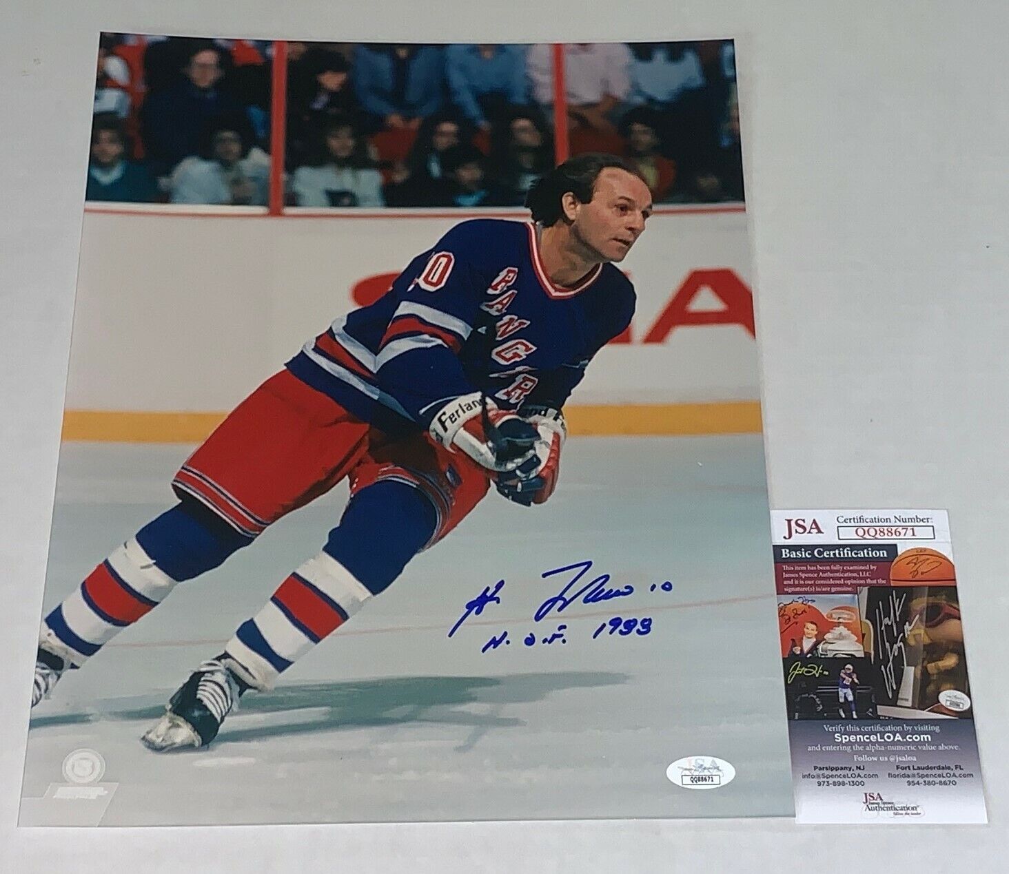 Guy Lafleur signed New York Rangers 11x14 Photo Poster painting autographed HOF Inscription JSA