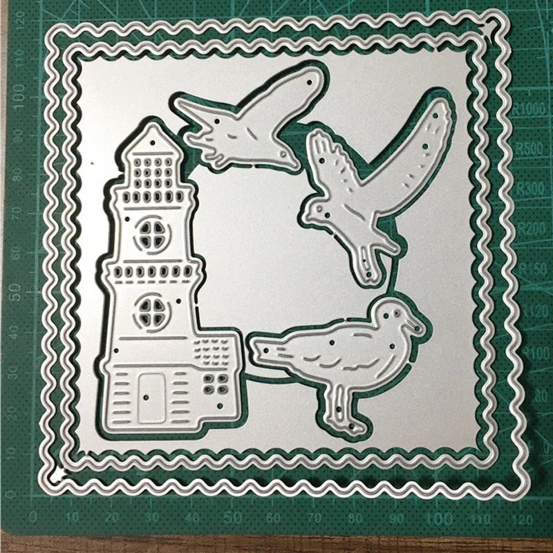 Metal Cutting Dies Lighthouse Seabird Die Mould Template For Diy Scrapbooking Album Decor Embossing Paper Card Crafts Die Cut