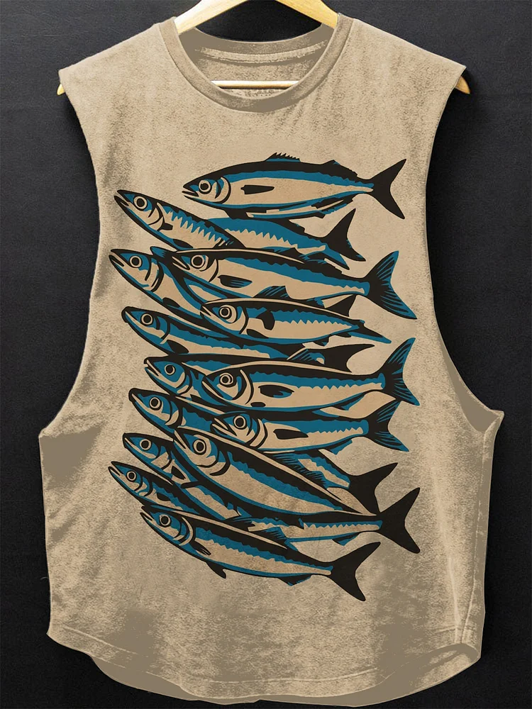 Men's Sardines School Art Print Tank Top