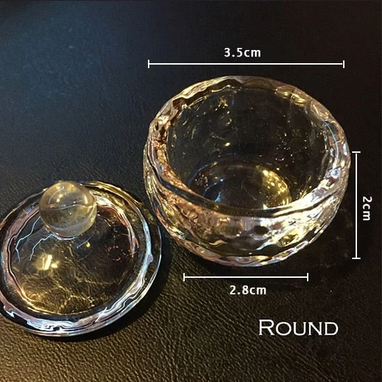 Crystal Dappen Dish Glass Liquid Powder Container Professional Glitter Pigment Holder Matte Design Cup Nail Manicure Equipment-Nail Inspo
