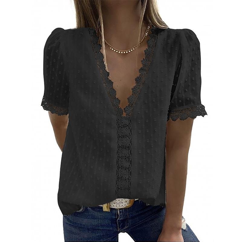 2021 Summer Lace Jacquard Short Sleeve T-shirt