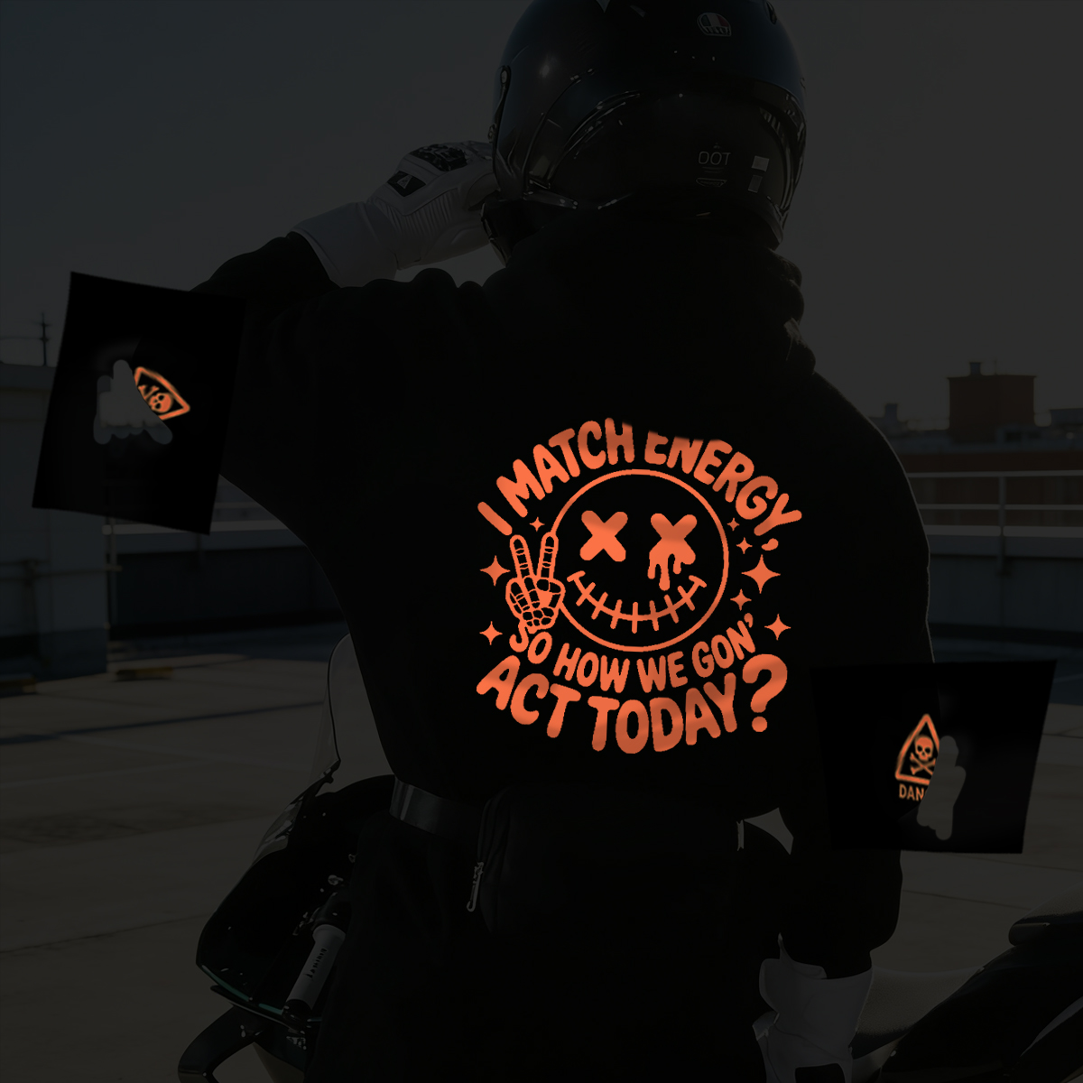 Luminous Cotton Hoodie With Bold Graphic Print And Streetwear Design