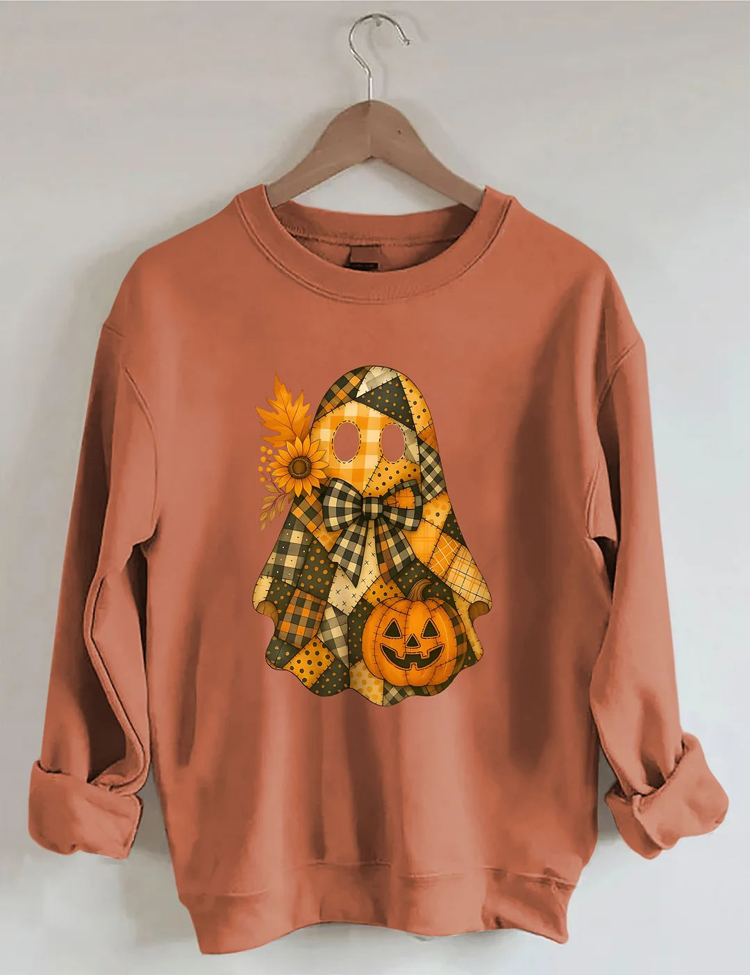 Retro Splicing Cute Ghosts And Pumpkins Sweatshirt