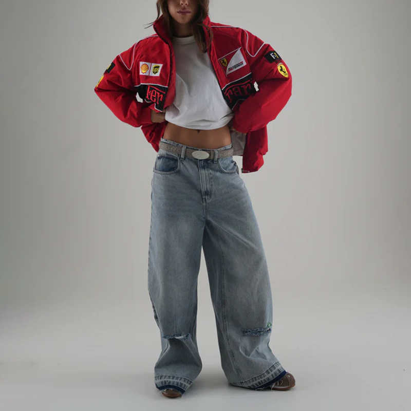 Unisex Racing Style Street Fashion Loose Racing Casual Print Jacket