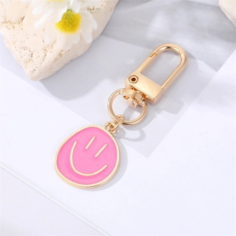 Fashion Alloy Colorful Oil Smiling Face Keychain Electroplated Gold Irregular Pendant Accessories