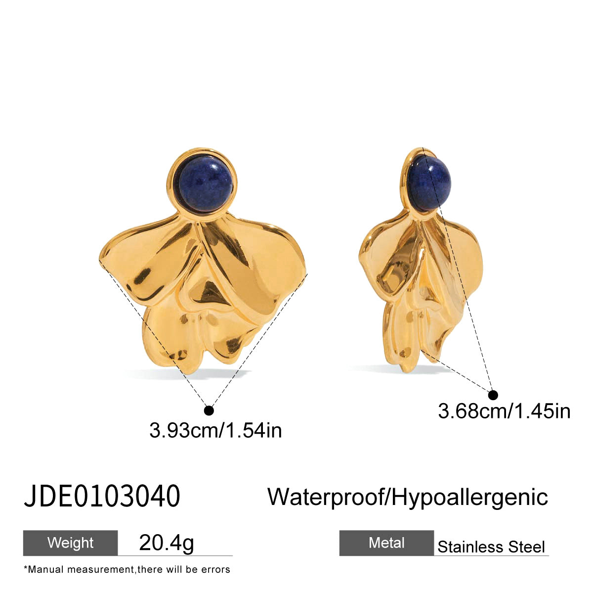 Jie Ding Lapis Lazuli Earrings Stainless Steel Earrings Earrings Design Niche Titanium Steel