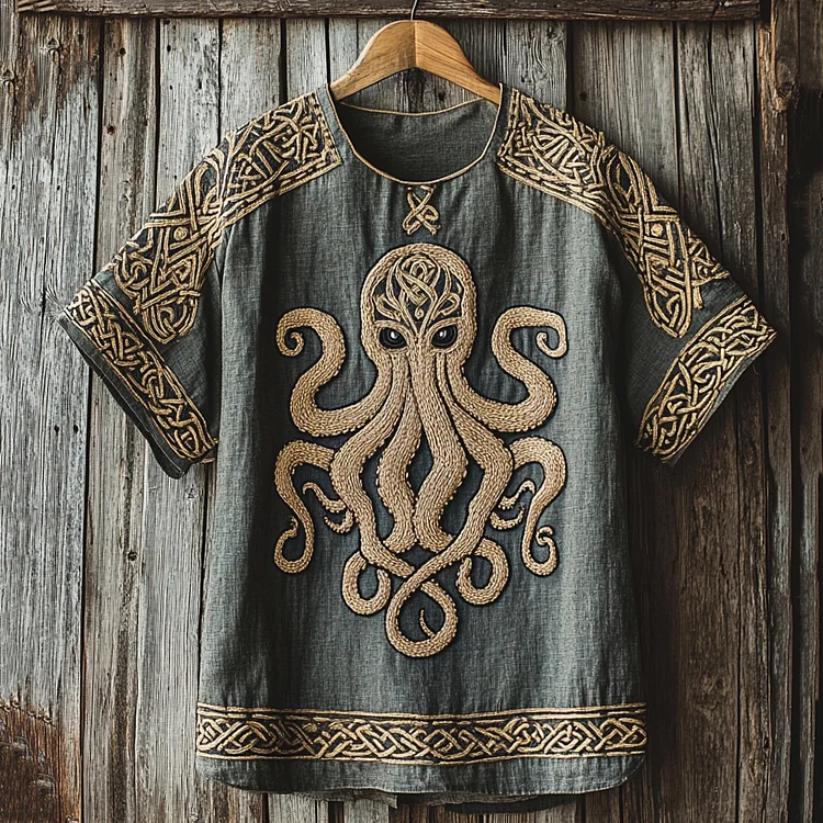 Men's Viking Cthulhu Celtic Knot Ropet T-shirt