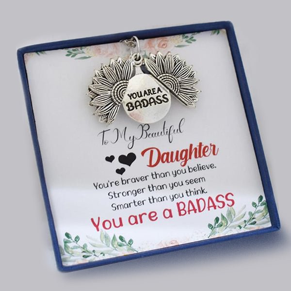 For Daughter - You Are A Badass Sunflower Necklace