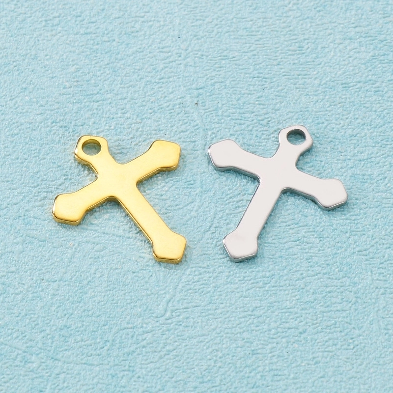 1 Piece Stainless Steel 18K Gold Plated Cross