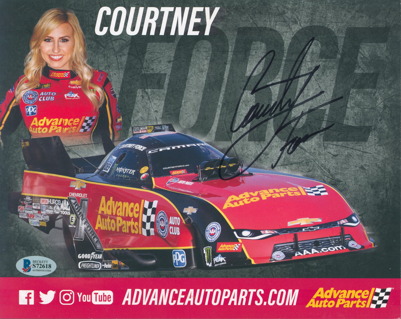 Courtney Force Authentic Signed 8x10 Cardstock Photo Poster painting Autographed BAS #S72618