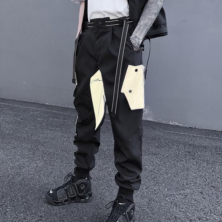 Spring Trend Casual Reflective Bag Loose Corset Trousers Pants-dark style-men's clothing-halloween