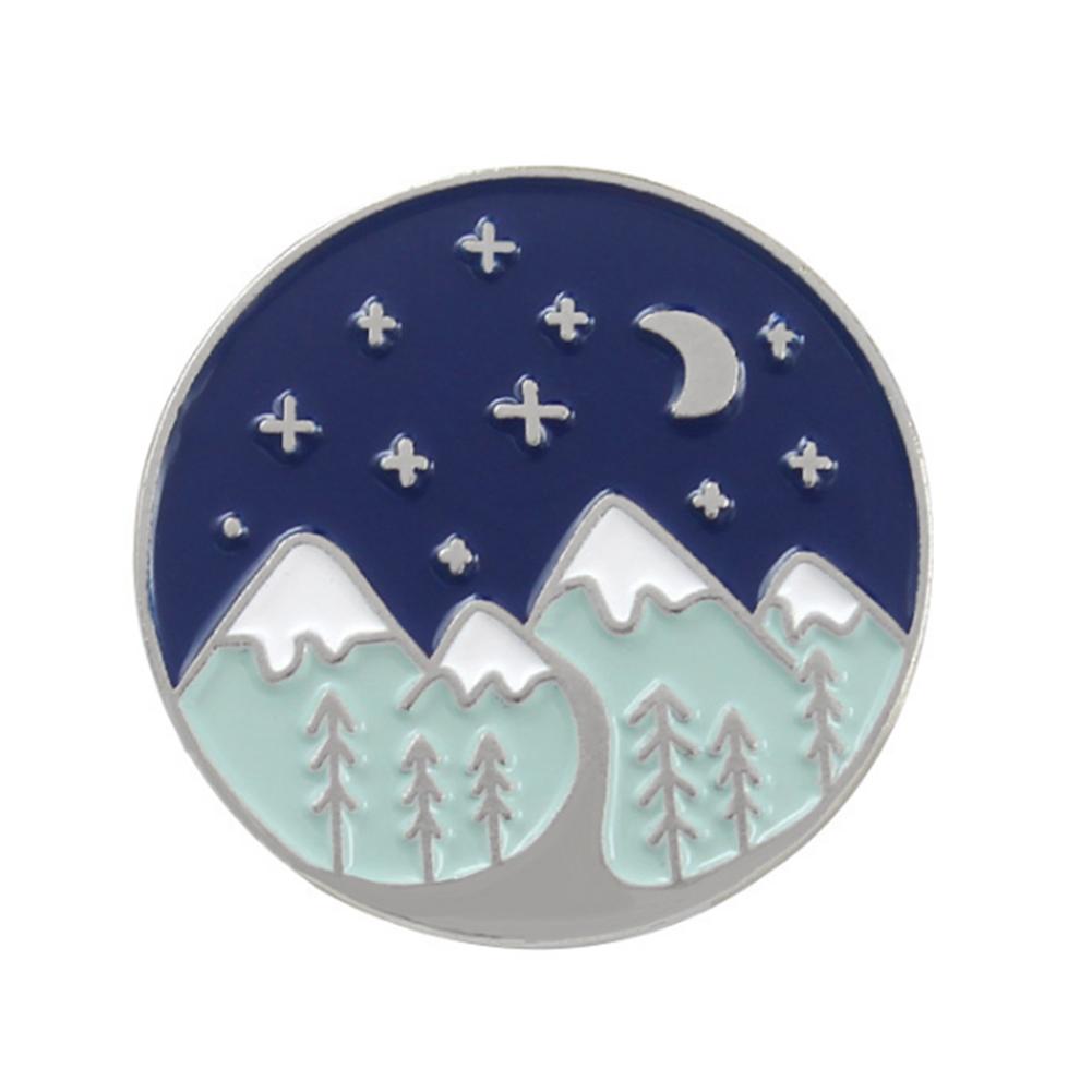 

Creative Snow Nightscape Pin Brooch Round Badges Unisex Jacket Jewelry Gift, Style 1, 501 Original